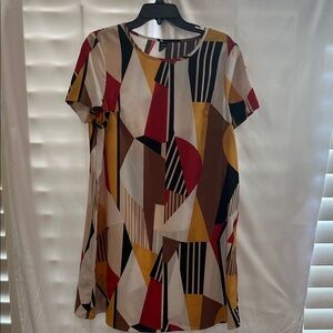 SHEIN Abstract Multicolor Short Sleeve Dress